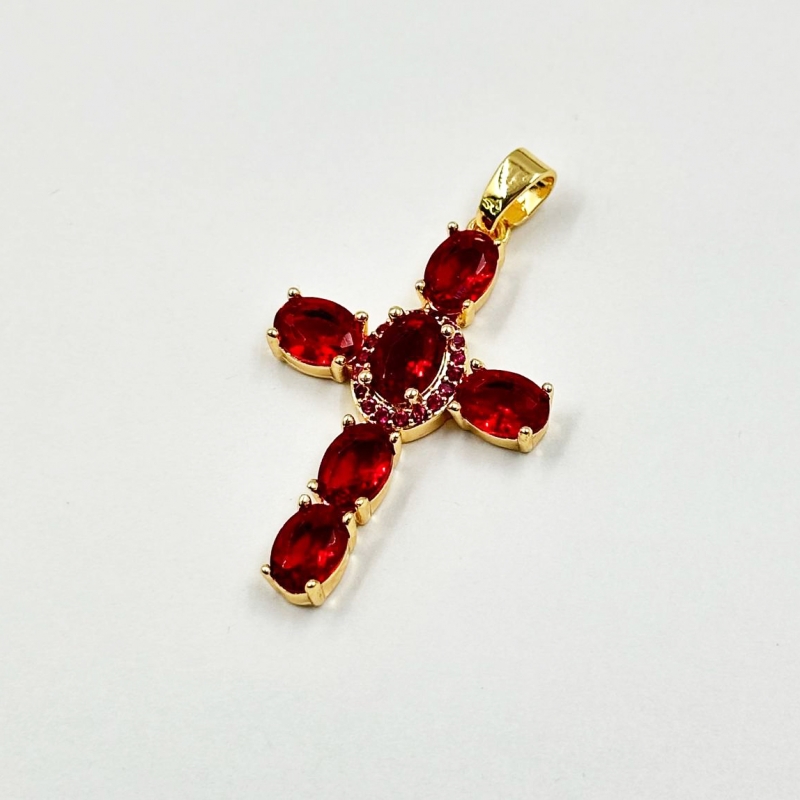 Подвеска Крестик с фианитами цвет золото 21,5*33мм