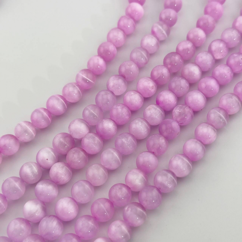 Бусины Селенит цвет ярко-сиреневый размер 6мм 8мм натуральный камень
