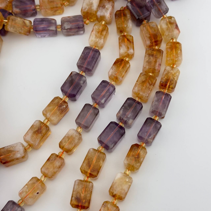 Ассорти бусин Цитрин и Аметист, размер средней бусины 15*17мм натуральный камень