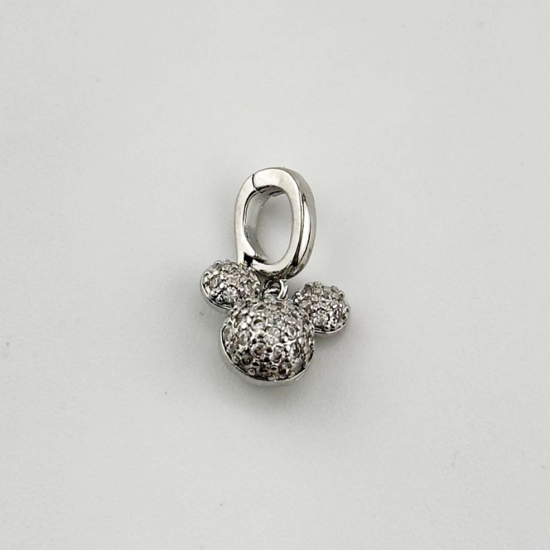 Подвеска микки маус размер 7*10,7мм+10мм бейл цвет серебро