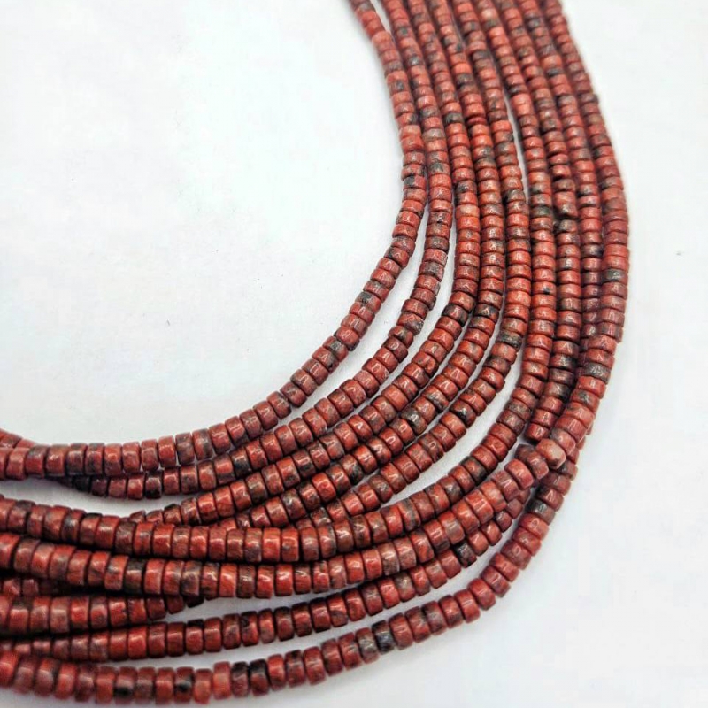 Бусины Яшма Красная размер 4*2мм натуральный камень