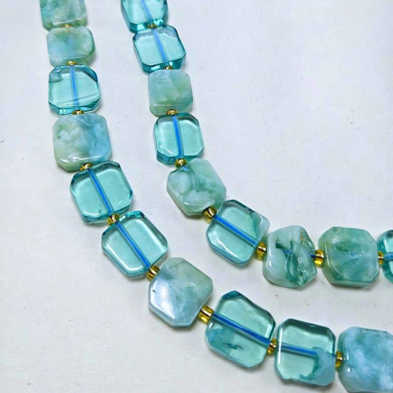 Бусины Ангелит и стекло размер 11*10мм натуральный камень